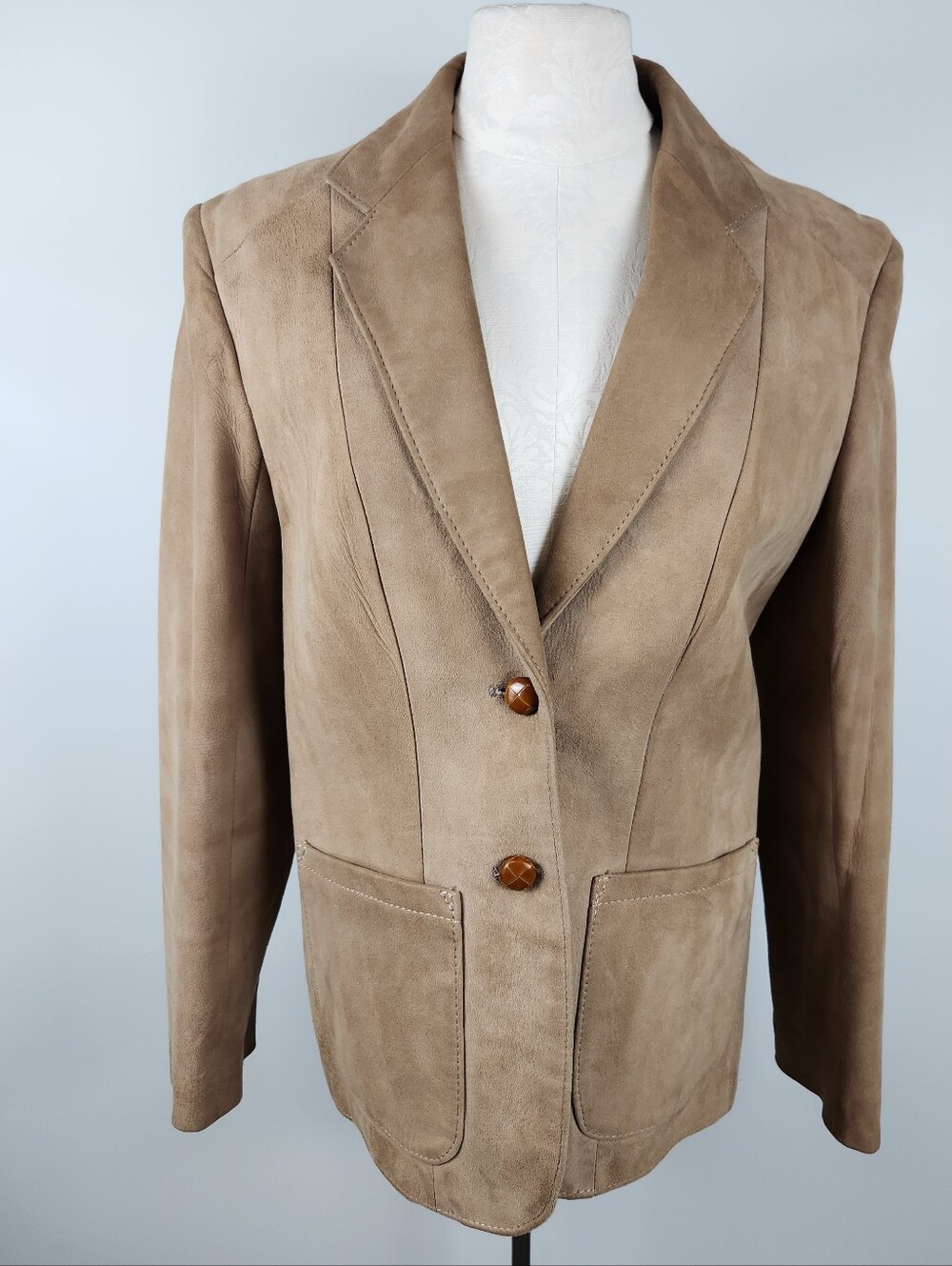 VTG Made In New Zealand Kings Road Tan Suede Blazer Sz 38 Fits M Prep Heritage - Picture 2 of 14
